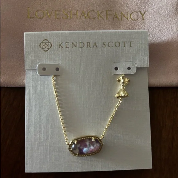 🎀Kendra Scott Love Shack Fancy Elisa purple iris illusion gold bow necklace🎀